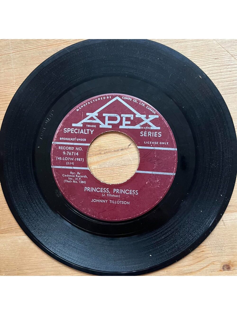 Johnny Tillotson - Princess, Princess/Poetry in Motion 45rpm VG+ R15